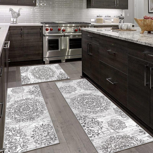 [Fallfreshness] HEBE Washable Farmhouse Kitchen Rugs Sets of 3 Non Slip Washable Kitchen Rugs and Mats Boho Kitchen Mats for Floor Kitchen Runner Rug Kitchen Carpet Rug Runner for Hallways Kitchen Laundry