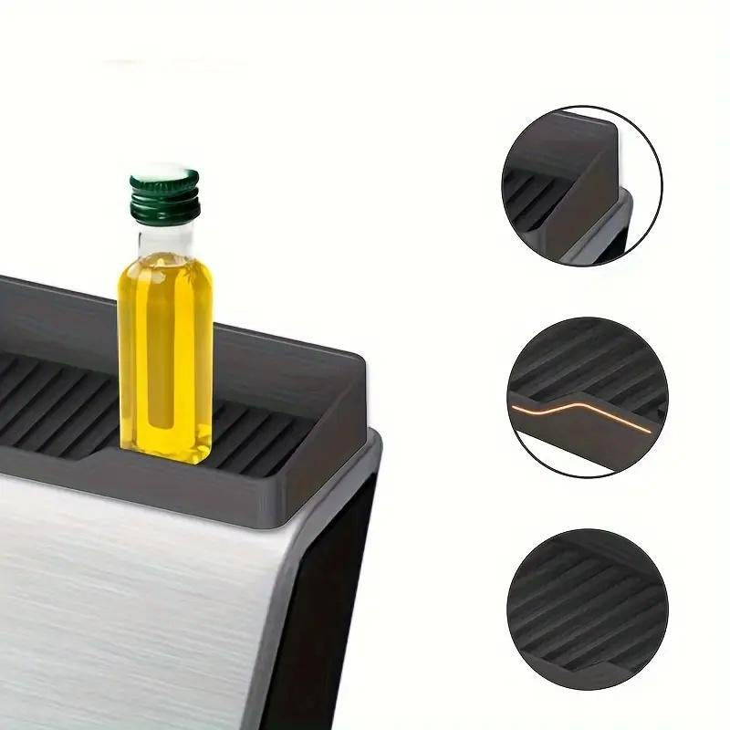 Kitchen Stove Magnetic Shelf, 1 Count Black Magnetic Stove Top Spice Rack, Stove Top Storage Rack, Kitchen Storage Organizer Tools, Kitchen Cooking Accessories, Home Essentials, Kitchen Utensils Organizer, Kitchen Utensils Holder, Kitchen Organizers