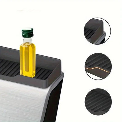Kitchen Stove Magnetic Shelf, 1 Count Black Magnetic Stove Top Spice Rack, Stove Top Storage Rack, Kitchen Storage Organizer Tools, Kitchen Cooking Accessories, Home Essentials, Kitchen Utensils Organizer, Kitchen Utensils Holder, Kitchen Organizers