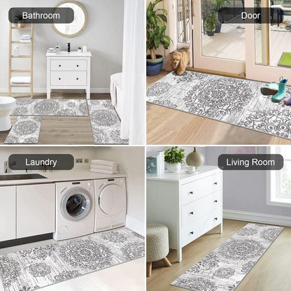 [Fallfreshness] HEBE Washable Farmhouse Kitchen Rugs Sets of 3 Non Slip Washable Kitchen Rugs and Mats Boho Kitchen Mats for Floor Kitchen Runner Rug Kitchen Carpet Rug Runner for Hallways Kitchen Laundry