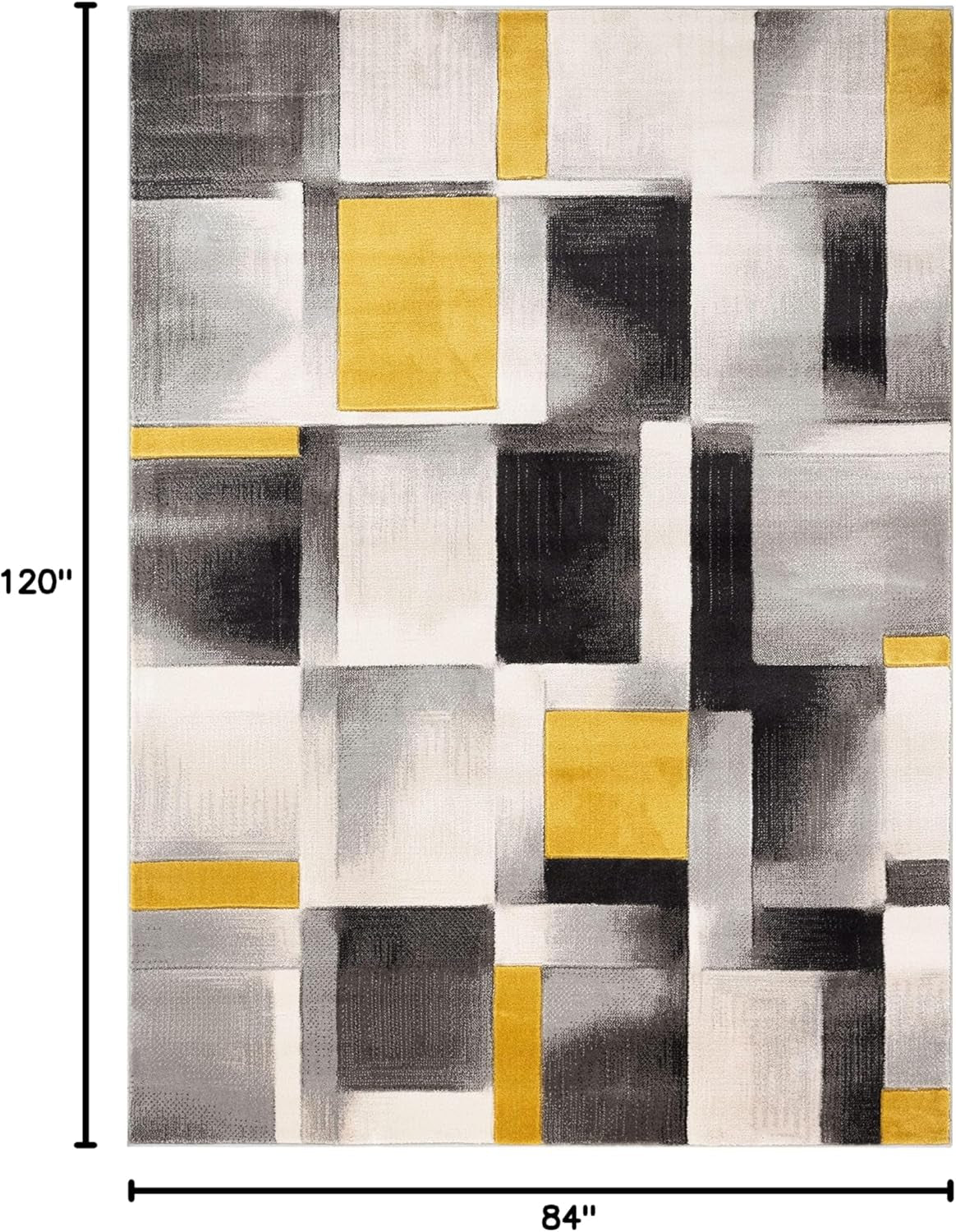 Good Vibes Louisa Gold Modern Geometric Boxes 7'10" X 9'10" 3D Texture Area Rug