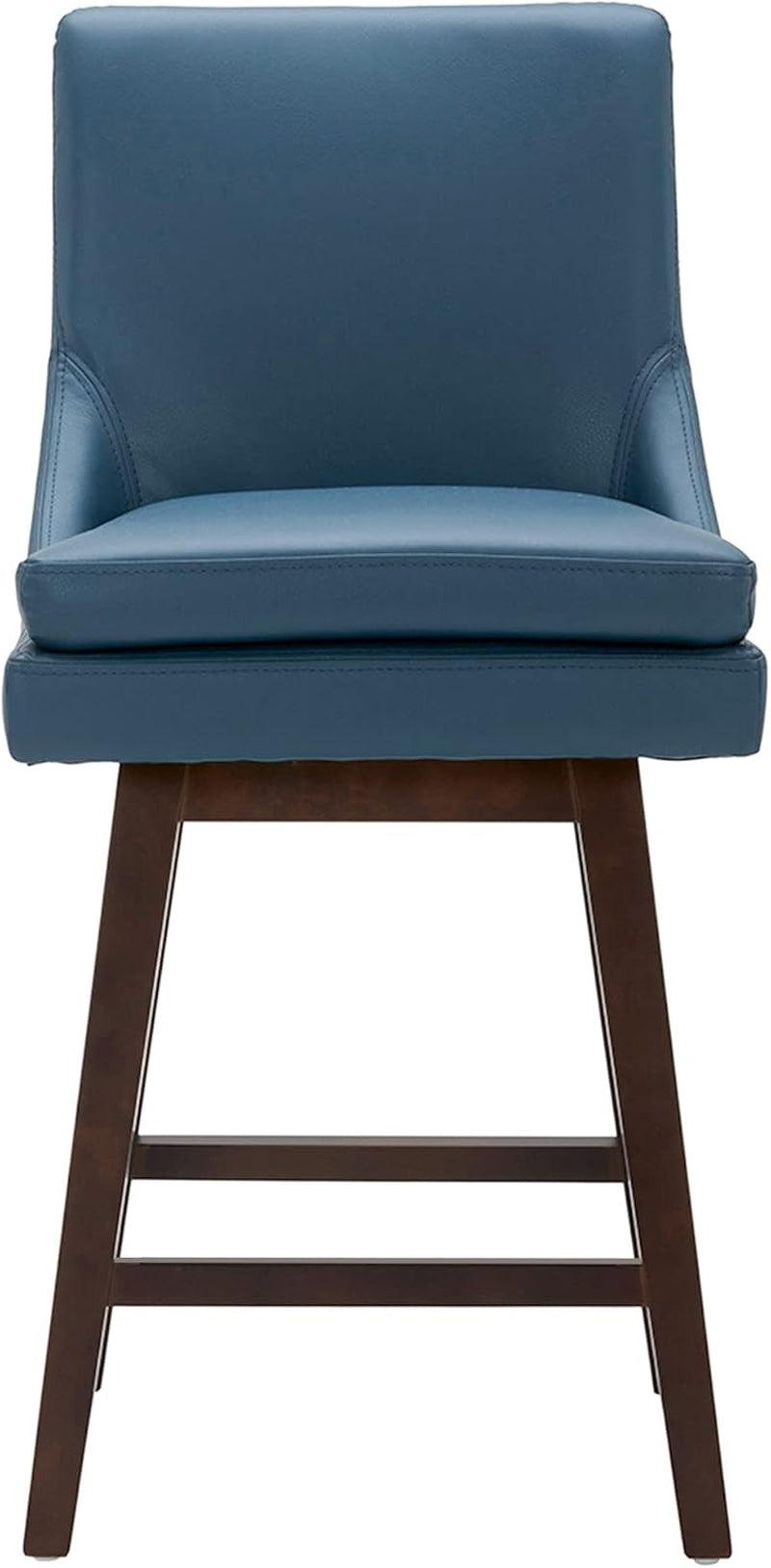 Counter Height Swivel Barstool, FSC Certified Upholstered Bar Stool, 26.8" H Seat Height, PU Leather in Dark Blue