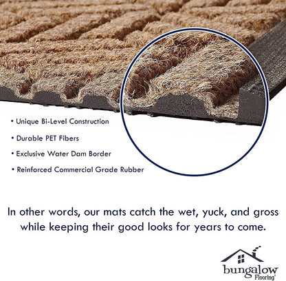 Waterhog Heavy Duty Doorway Mat, 3' X 5', Made in USA, Durable & Skid-Resistant Entryway Mat, Water-Trapping, Indoor/Outdoor Decorative Floor Covering, Cordova Collection, Medium Grey