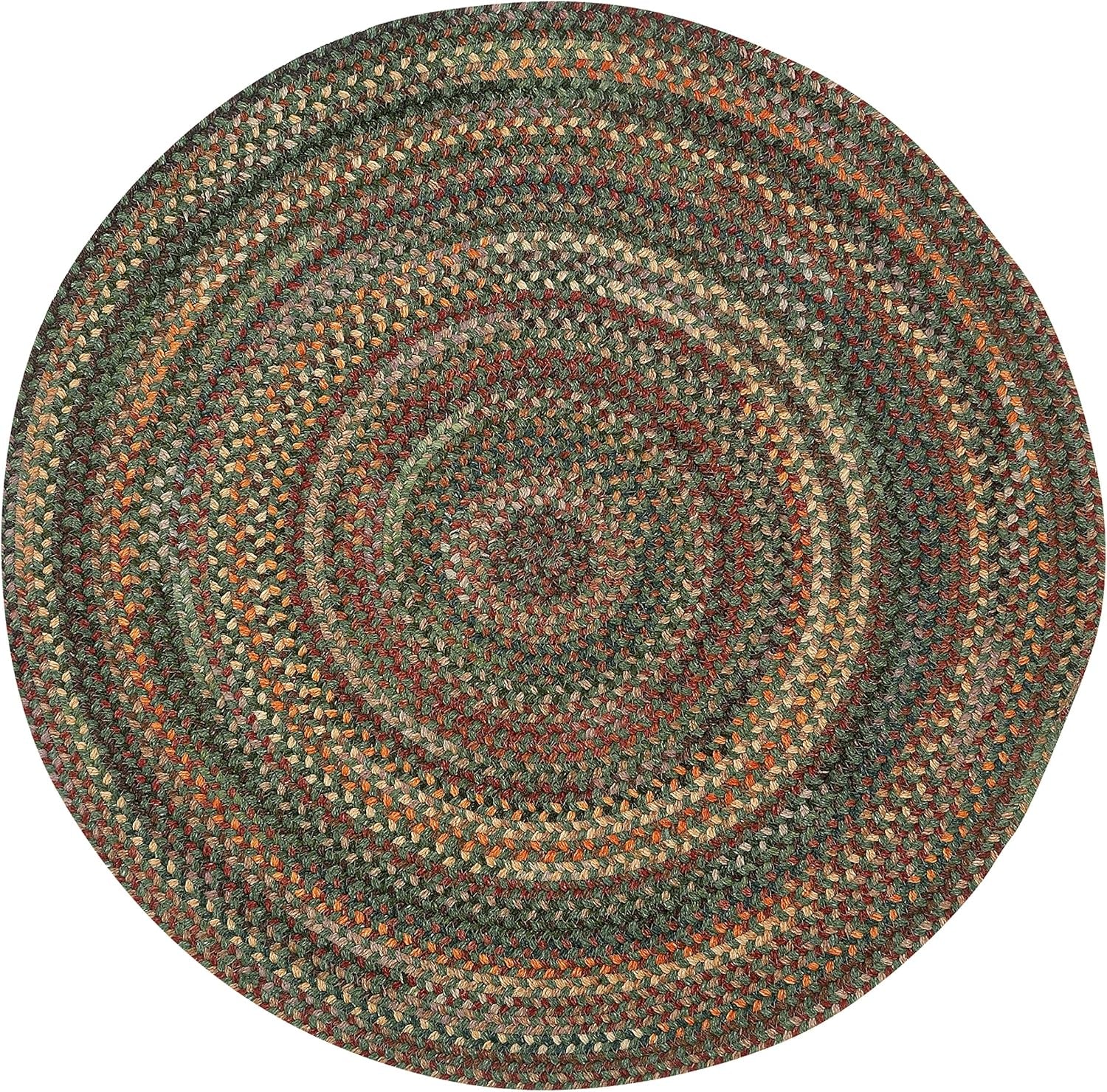 American Heritage Green Multi 7'0"X7'0" round Braided Rug