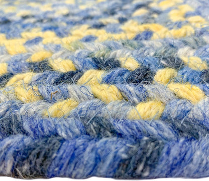 American Heritage Blue Yellow 3' 0" X 5' 0" Concentric Rectangle Braided Rug