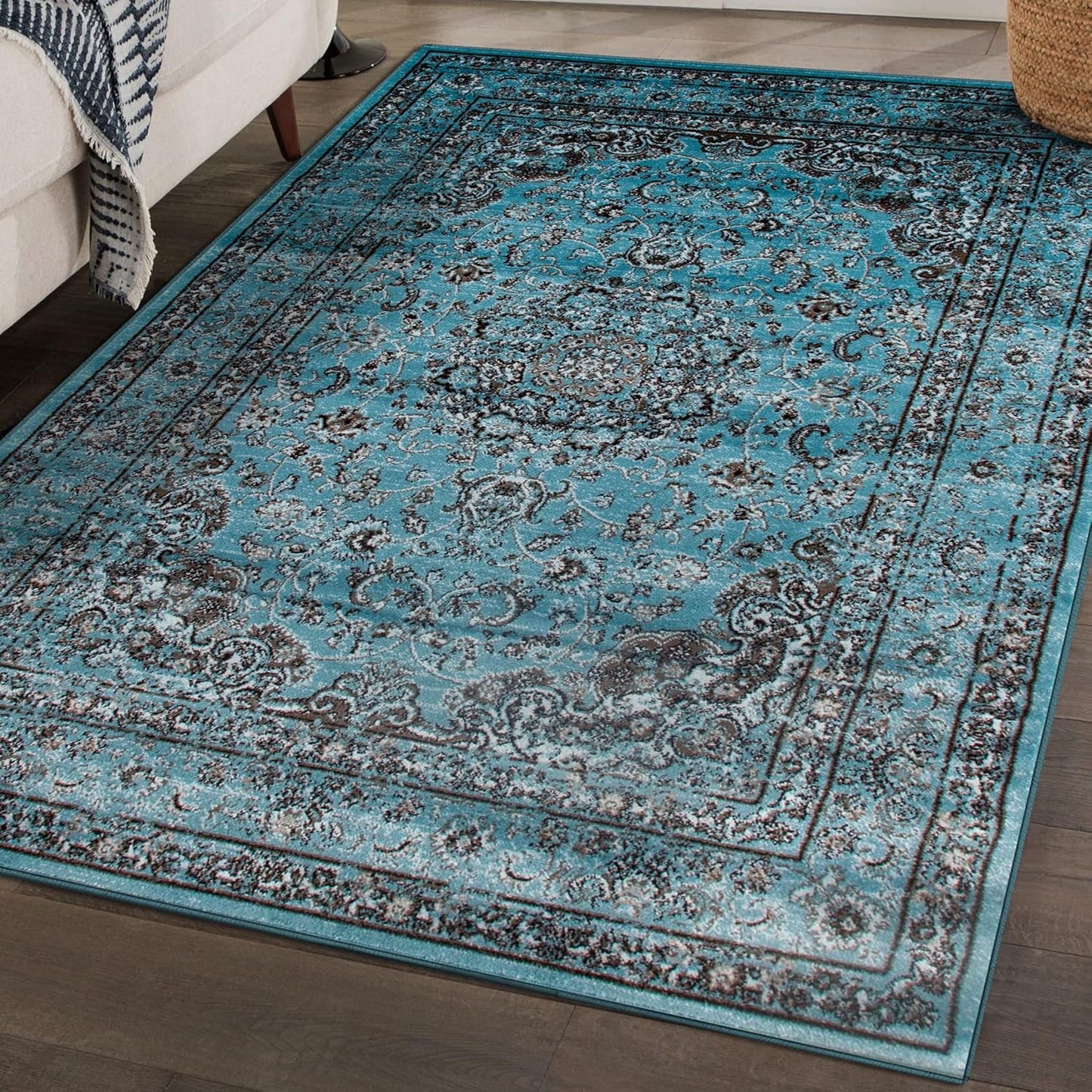 3212 Distressed Blue 5'2X7'2 Oriental Area Rug Carpet