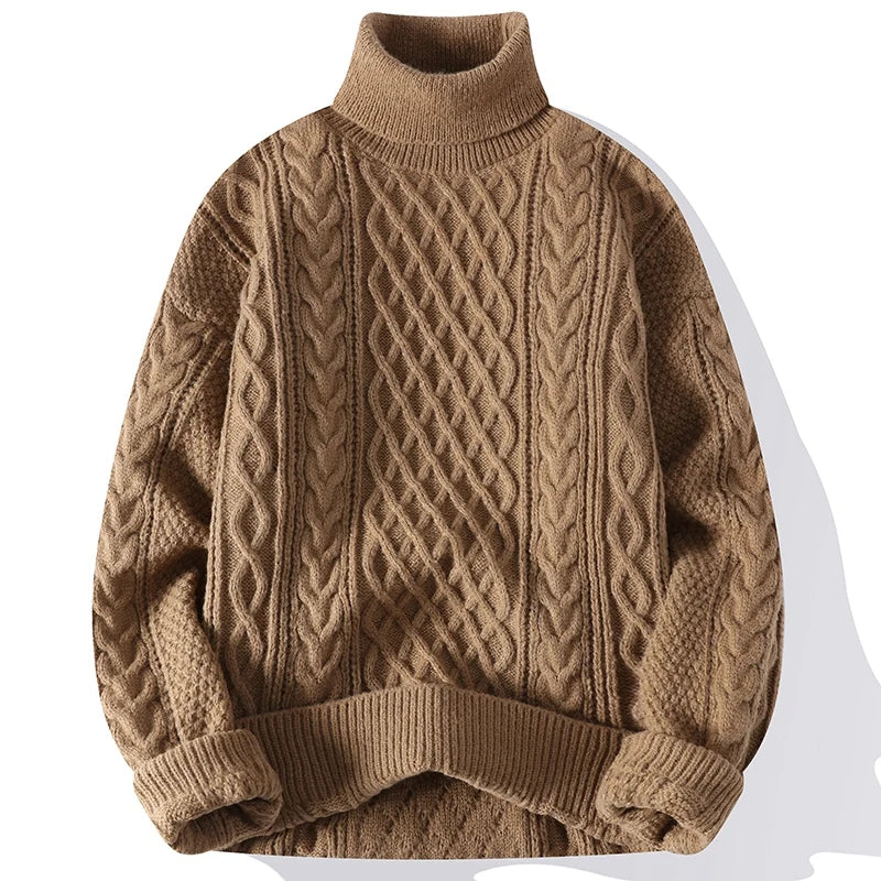 High Quality Mens Turtleneck Sweaters Pullover Solid Color Knitted Sweater Men Casual Pullovers Autumn Winter Warm Knitwear Man