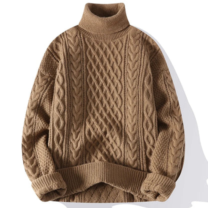 High Quality Mens Turtleneck Sweaters Pullover Solid Color Knitted Sweater Men Casual Pullovers Autumn Winter Warm Knitwear Man