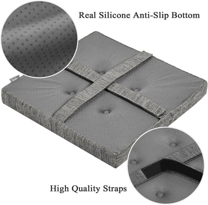 12 Inches Square Seat Cushion, Super Soft 2PC Bar Stool Square Seat Cushion with Ties- Gray (12" (30CM) 2PC)