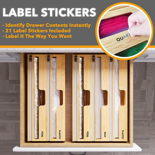 Spaceaid® Wrapneat Organizer Plastic Wrap Dispensers with Cutter for Kitchen 2-Slot