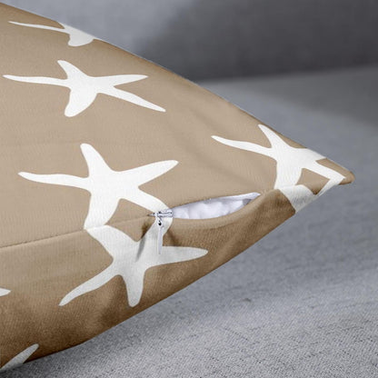 Set of 4 Throw Pillow Covers Beach Starfish Words Rules Holiday Summer Nautical Anchor Distressed Taupe Decorative Pillow Cases Home Decor Square 18X18 Inches Pillowcases