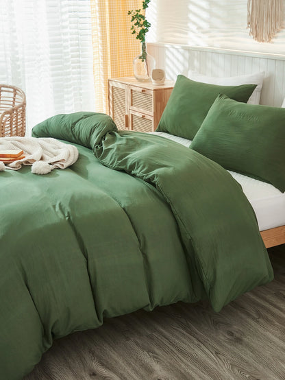 Army Green Duvet Cover Set Twin Queen King Size Boho Farmhouse Bedding Set 3 Pcs Super Soft Breathable Microfiber Duvet Cover 1 Duvet Cover with Zipper 2 Pillowcases No Comforter Gifts for Women&Men School Bedding