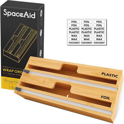 Spaceaid® Wrapneat Organizer Plastic Wrap Dispensers with Cutter for Kitchen 2-Slot