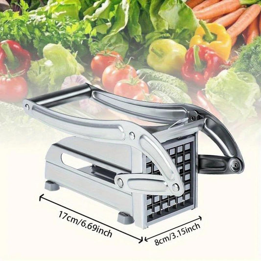 Manual French Fry Cutter with 2 Blades,Stainless Steel Potato Slicer for Fries,Carrots & Cucumbers, Kitchen Air Fryer Mate,Perfect Fruit Vegetable Slicer