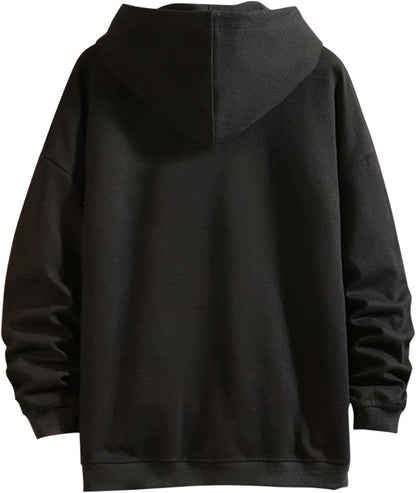 Men'S Casual Hoodies Pullover Big and Tall Loose Fit Full Zipper Long Sleeve Solid Color Varsity Jacket Coat