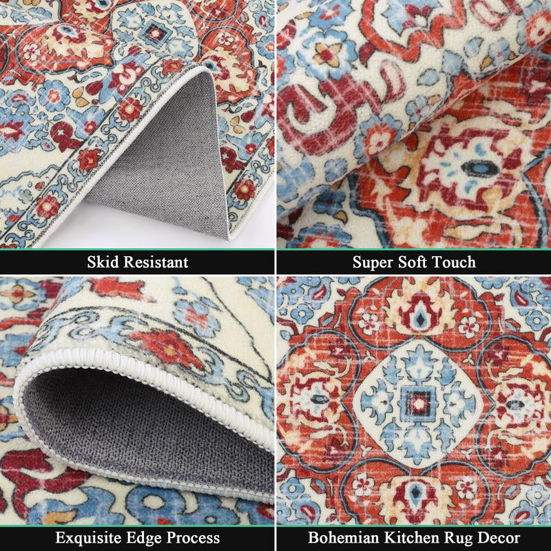 [Fallfreshness] HEBE Washable Farmhouse Kitchen Rugs Sets of 3 Non Slip Kitchen Rugs and Mats Boho Kitchen Mats for Floor Kitchen Runner Rug Kitchen Carpet Rug Runner for Hallways Kitchen Laundry