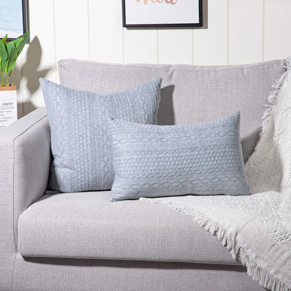 Pack of 2 Super Soft Decorative Throw Pillow Covers Square Cushion Cases Pillowcases for Couch Sofa Bedroom Car Modern Embossed Patterned,20 X 20 Inch,Light Grey