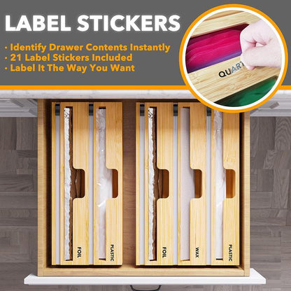 Spaceaid® Wrapneat Organizer Plastic Wrap Dispenser with Cutter for Kitchen 3-Slot