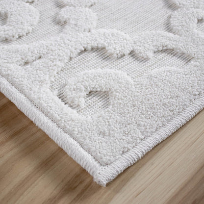 Orian Sculpted 4704 Indoor/Outdoor High-Low Debonair Natural Area Rug, 5'2" X 7'6", Ivory