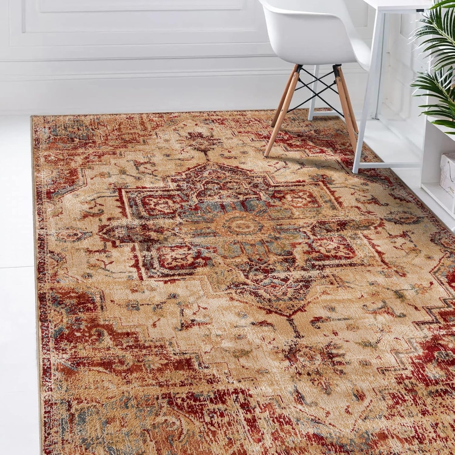 Vintage Moroccan Area Rug, Ivory 5X7