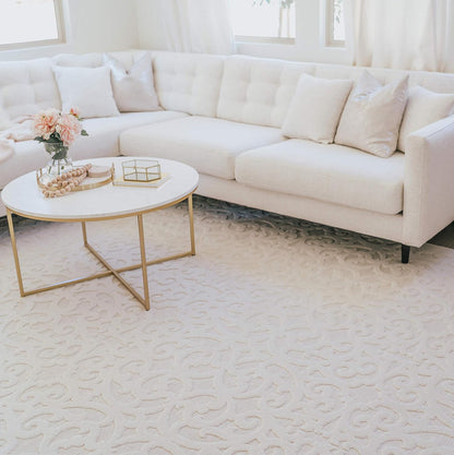 Orian Sculpted 4704 Indoor/Outdoor High-Low Debonair Natural Area Rug, 5'2" X 7'6", Ivory