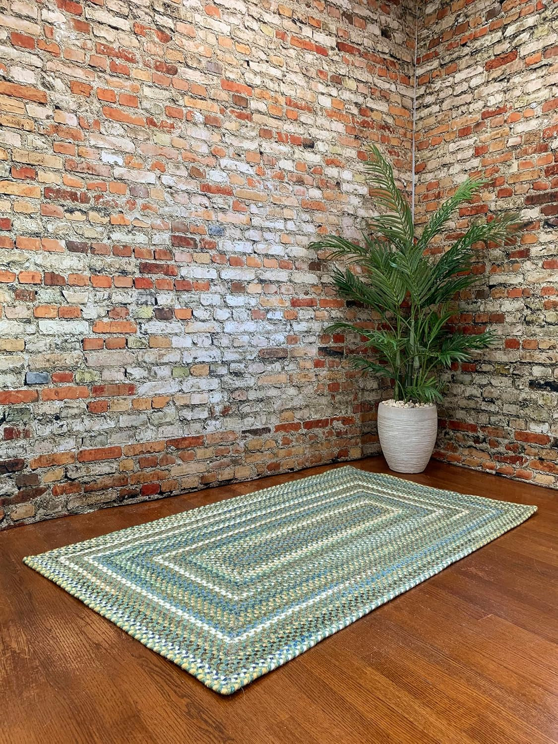 American Heritage Sage 0' 24" X 0' 36" Concentric Rectangle Braided Rug