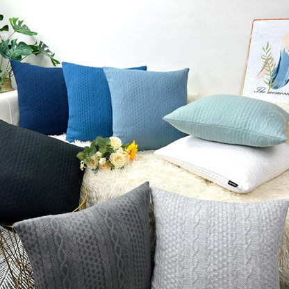 Black Pillow Covers, Pack of 2 Super Soft Elegant Modern Daily Cushion Covers Decorative Stretchy Pillow Cases for Sofa Bed Car Chair, 18 X 18 Inch(Black)