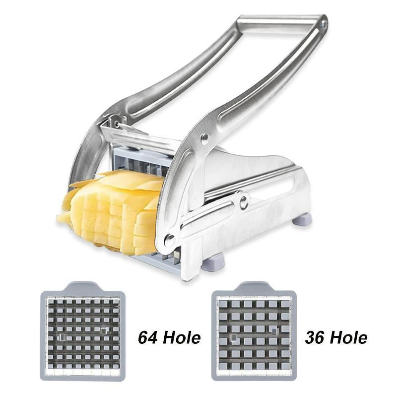 Manual French Fry Cutter with 2 Blades,Stainless Steel Potato Slicer for Fries,Carrots & Cucumbers, Kitchen Air Fryer Mate,Perfect Fruit Vegetable Slicer