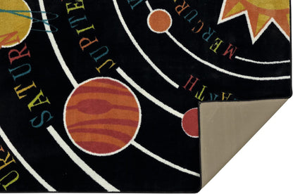 Black Aurora Solar System Indoor Space Area Rug (5'X8')