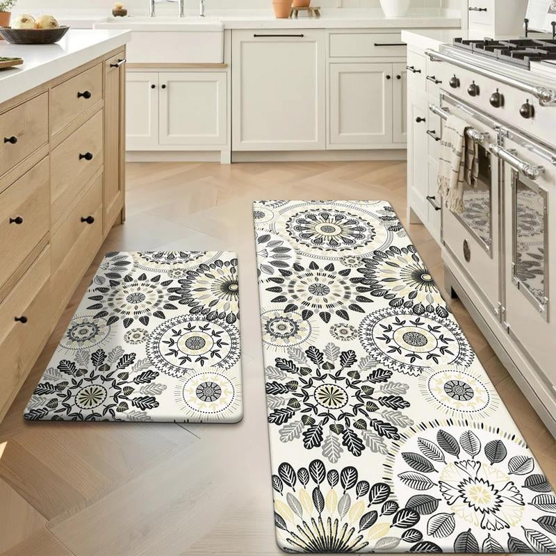 [Fallfreshness] HEBE anti Fatigue Kitchen Rug Sets 2 Piece Non Slip Kitchen Mats for Floor Cushioned Kitchen Rugs and Mats Waterproof Comfort Standing Mat Runner for Kitchen, Home Office, Sink, Laundry