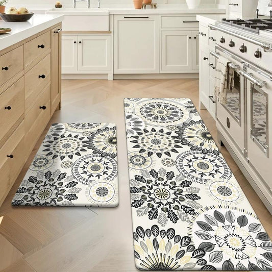 [Fallfreshness] HEBE anti Fatigue Kitchen Rug Sets 2 Piece Non Slip Kitchen Mats for Floor Cushioned Kitchen Rugs and Mats Waterproof Comfort Standing Mat Runner for Kitchen, Home Office, Sink, Laundry