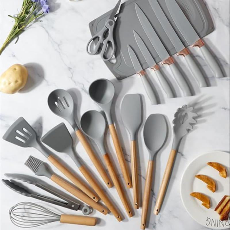 Kitchen Utensils Set, 19Pcs/Set Silicone Kitchen Utensils Set, Household Cutting Cooking Utensils Set, Home Kitchen Supplies