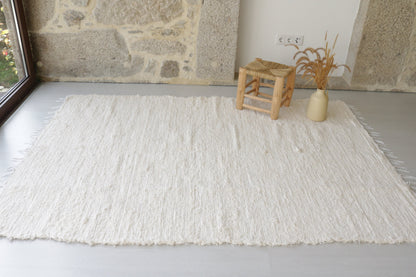 Large Cream Rug, Bedroom Rug, Living Room Rug, Ecru Area Rug, Beige Rug, Cotton Carpet, Portuguese Rug, Contemporary Rug, Soft Rug
