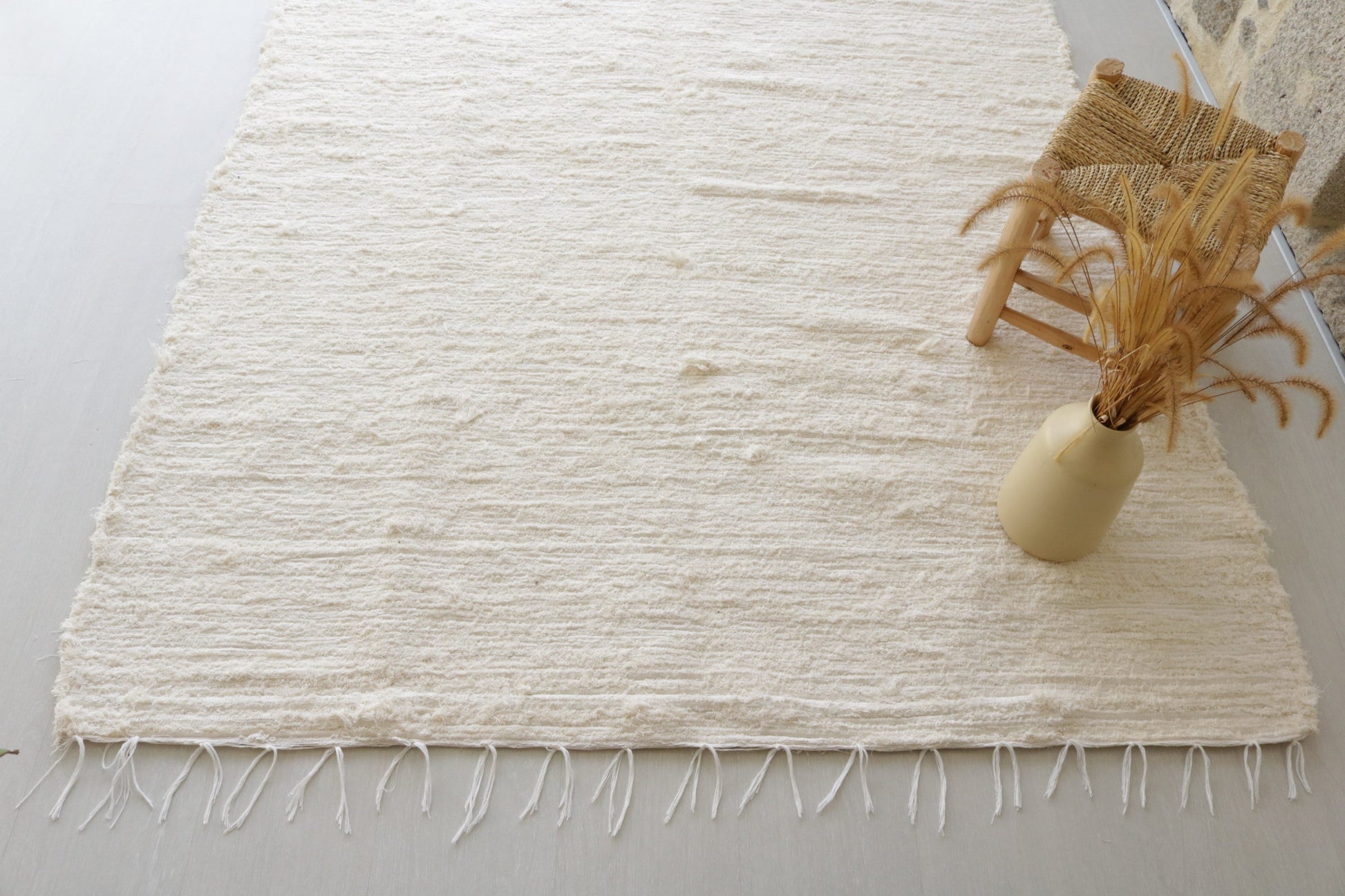Large Cream Rug, Bedroom Rug, Living Room Rug, Ecru Area Rug, Beige Rug, Cotton Carpet, Portuguese Rug, Contemporary Rug, Soft Rug